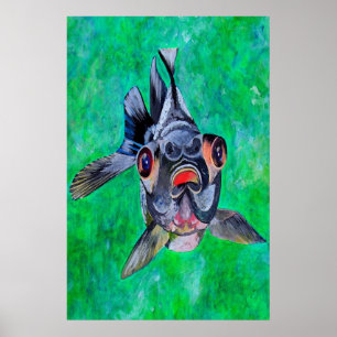 Geeky Blackmoor Goldfish With Telescopic Eyes Poster