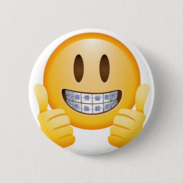 Geeky Braces Emoji Button (Front)