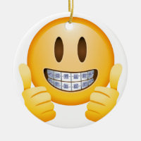 Geeky Braces Emoji Ceramic Ornament