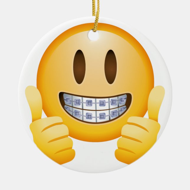 Geeky Braces Emoji Ceramic Ornament (Front)