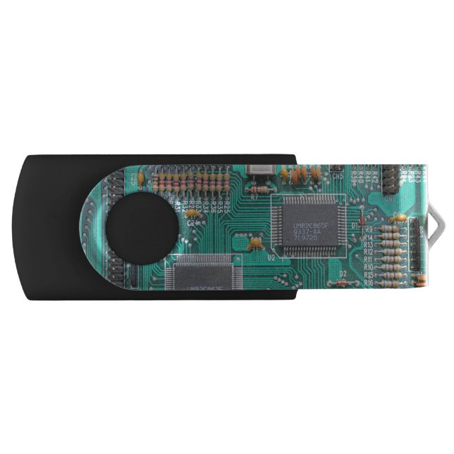 Geeky, circuit board, computer motherboard USB flash drive (Front)