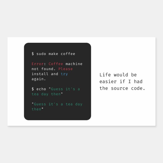 Geeky Computer Command  Rectangular Sticker (Front)