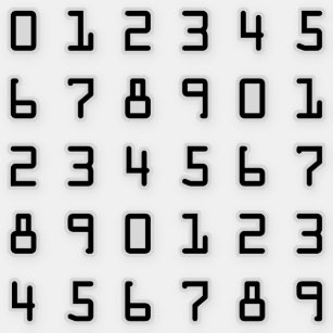 Geeky Computer Style Digits / Numbers / Numerals Sticker