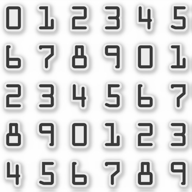 Geeky Computer Style Digits / Numbers / Numerals Sticker (Front)