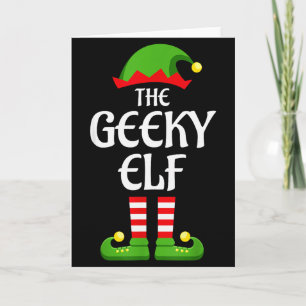 Geeky Elf Family Matching Group Christmas Geek Card