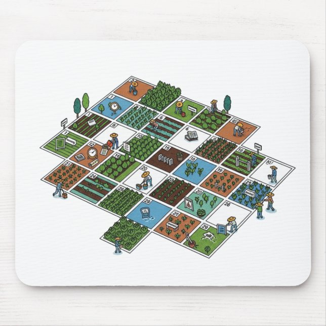 Geeky Farming Grid – Agriculture Meets AI Mouse  Mouse Pad (Front)