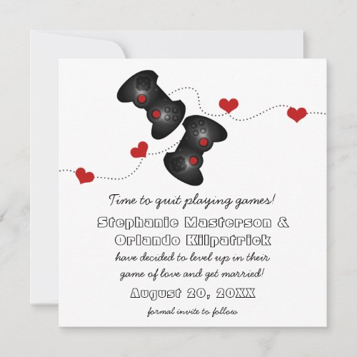 Geeky Gamers Save the Date Invite Dark