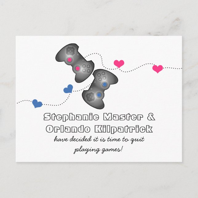 Geeky Gamers Save the Date Postcard (Front)