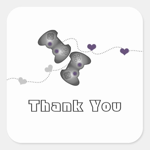 Geeky Gamers Thank You Stickers SilverPurple