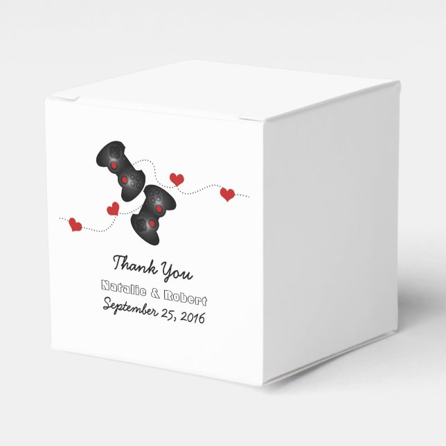 Geeky Gamers Wedding Favor Boxes Dark (Front Side)