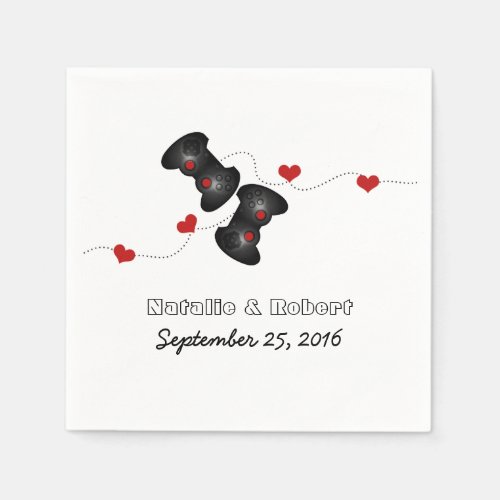 Geeky Gamers Wedding Paper Napkins Dark