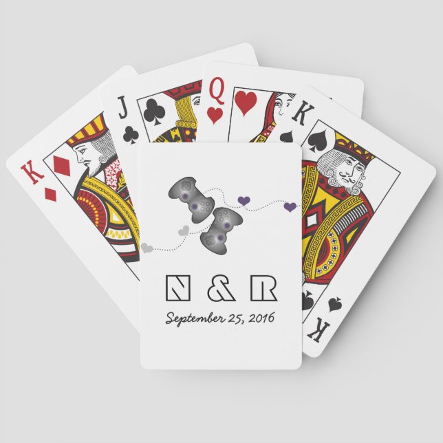 Geeky Gamers Wedding Playing Cards Silver Purple (Back)