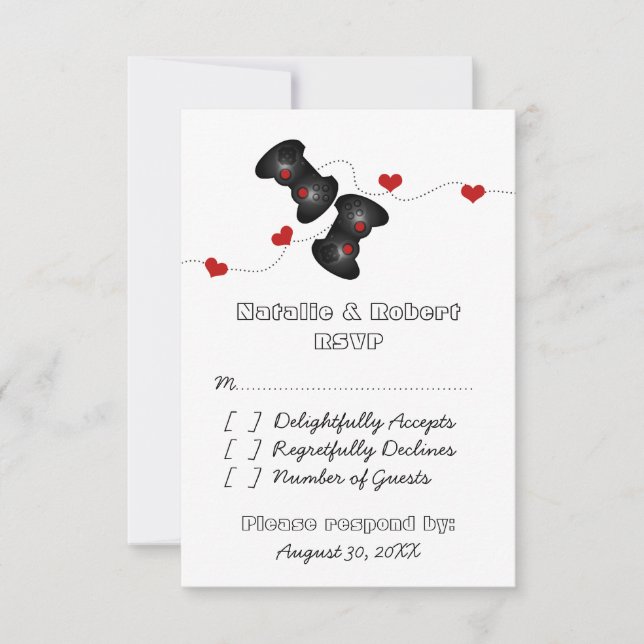 Geeky Gamers Wedding Response Card (Dark) (Front)