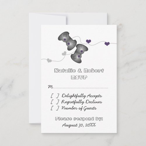 Geeky Gamers Wedding Response Card SilverPurple