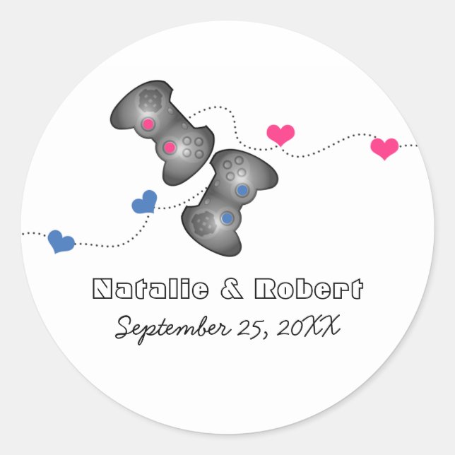 Geeky Gamers Wedding Stickers (Front)