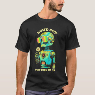 Geeky Gay Pride Month Robot Love-Bot Nerd Rainbow T-Shirt