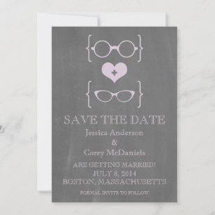 Geeky Glasses Chalkboard Save the Date Invite