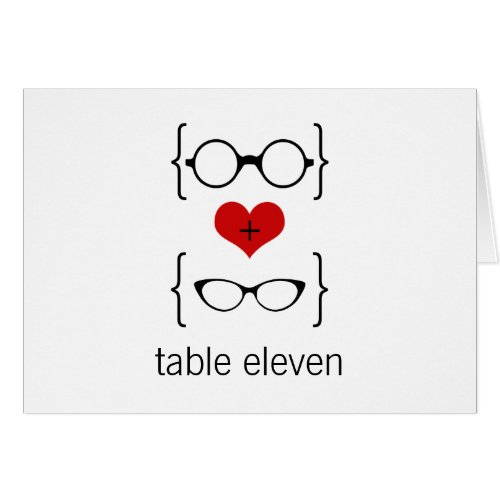 Geeky Glasses Table Number Card