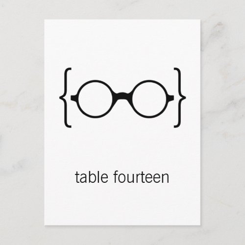 Geeky Glasses Table Number Postcard