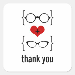 Geeky Glasses Thank You Stickers