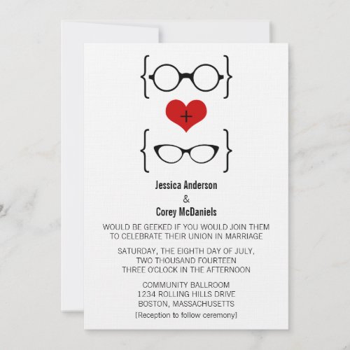 Geeky Glasses Wedding Invitation