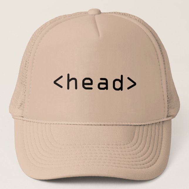 Geeky HTML <head> trucker cap / hat (Front)
