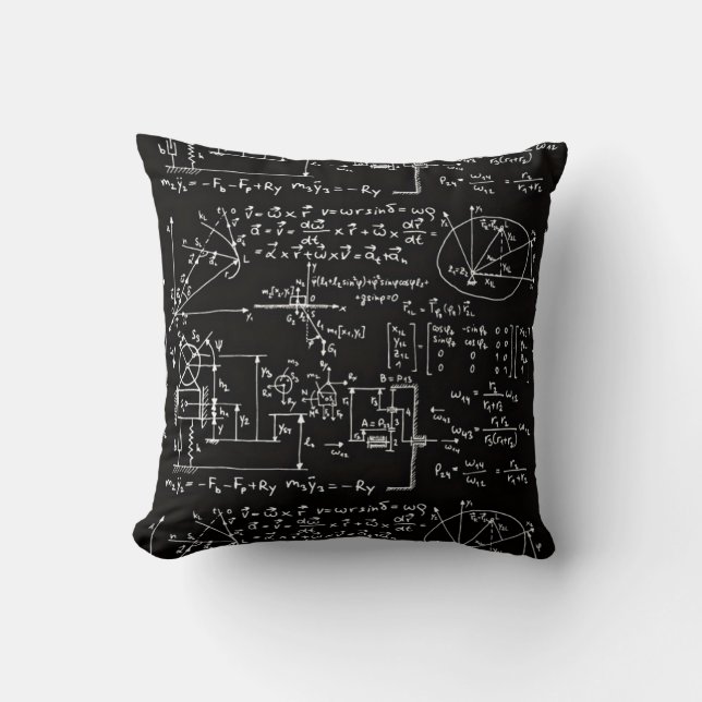 Geeky Math Mathematics Black Throw Pillow (Front)