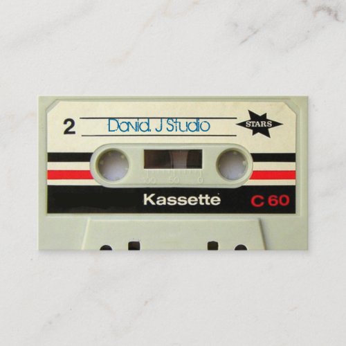 Geeky nerdy 1980s cassette retro cassette tape business card