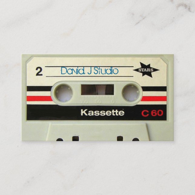Geeky nerdy 1980s cassette retro cassette tape business card (Front)