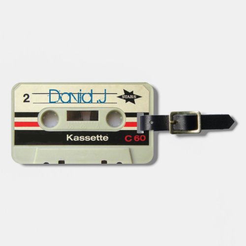 Geeky nerdy 1980s cassette retro cassette tape luggage tag