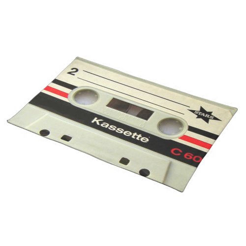 Geeky nerdy 1980s cassette retro cassette tape placemat