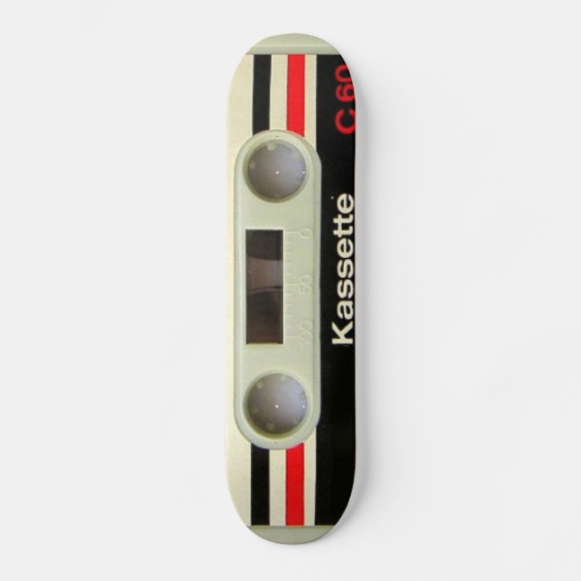 Geeky nerdy 1980s cassette retro cassette tape skateboard deck (Front)