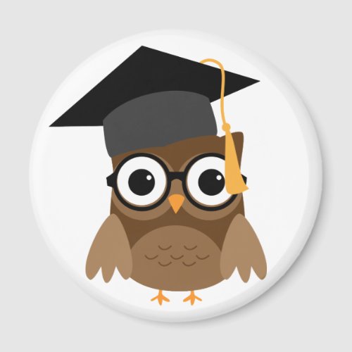 Geeky Owl with Glasses and Cap Graduation Magnet