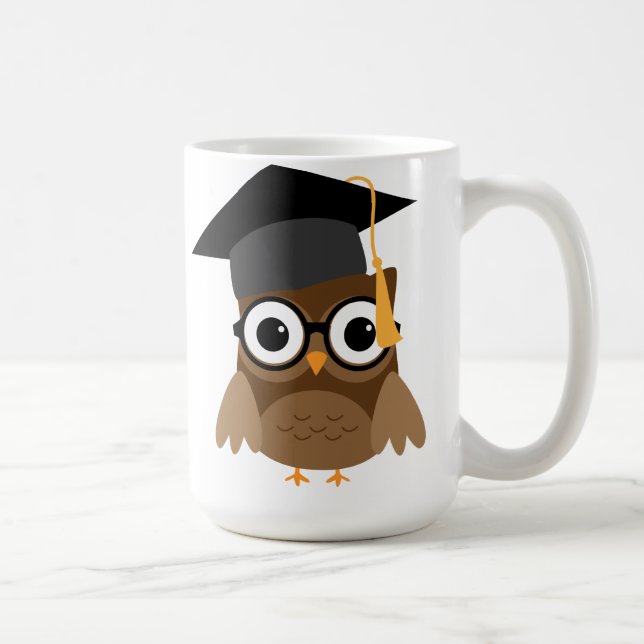 Geeky Owl with Glasses and Graduation Cap Mug (Right)