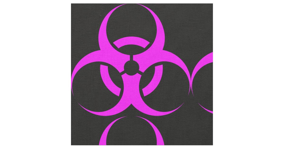 Geeky Pink Biohazard Sign Fabric | Zazzle