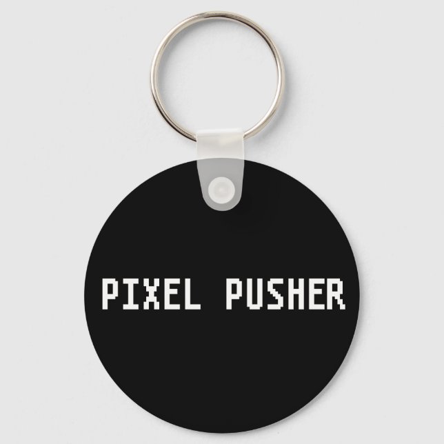 Geeky Pixel Pusher Keychain (Front)