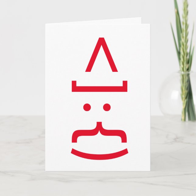 Geeky Santa Claus Emoticon Christmas Holiday Card (Front)