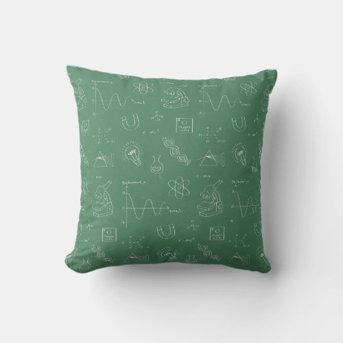 Geeky Science Doodles Pattern Room Decor Throw Pillow