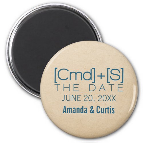 Geeky Typography 2 Save the Date Magnet Blue Magnet