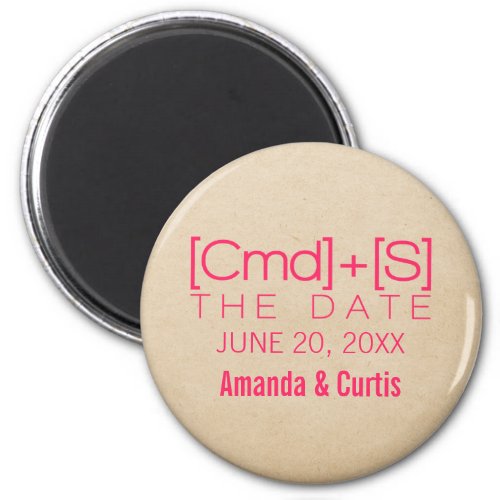 Geeky Typography 2 Save the Date Magnet Pink Magnet
