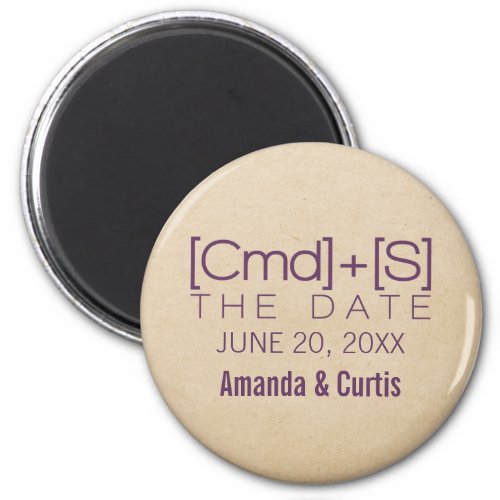 Geeky Typography 2 Save the Date Magnet Purple Magnet