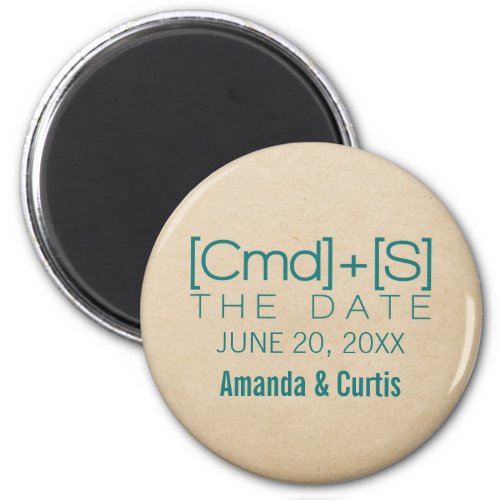 Geeky Typography 2 Save the Date Magnet Teal Magnet