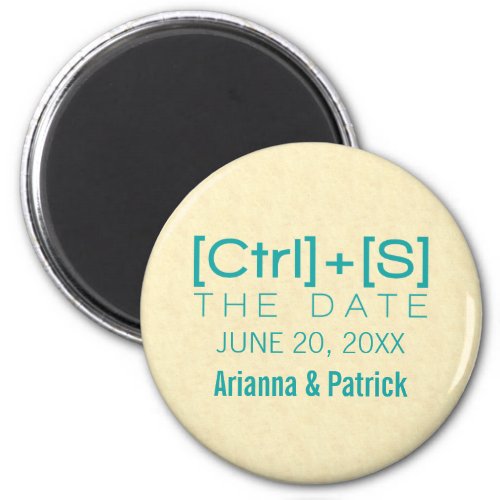 Geeky Typography Save the Date Magnet Teal Magnet