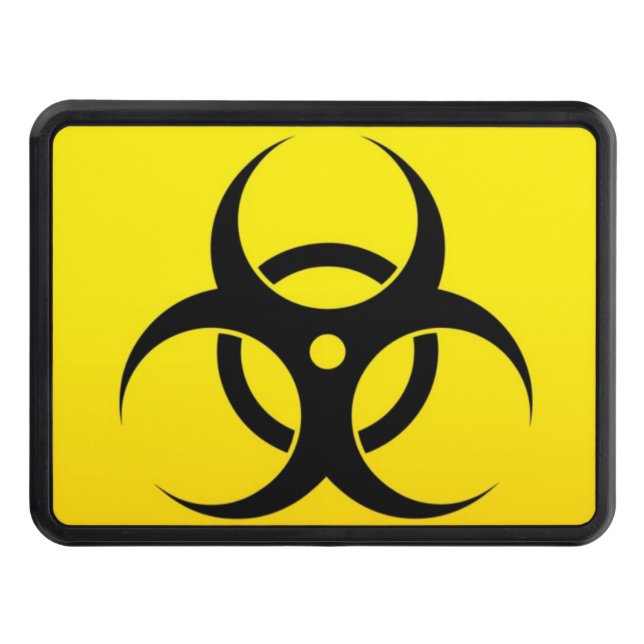 Geeky Yellow Biohazard Sign Tow Hitch Cover (Front)