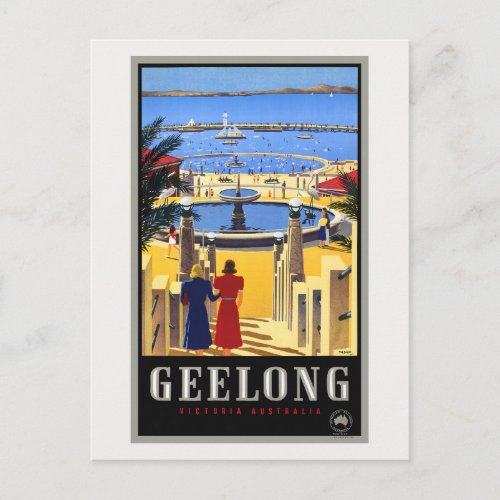 Geelong Australia Vintage Poster 1930 Postcard
