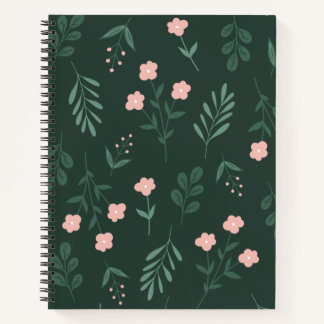 Geen and Pink FLoral  Notebook