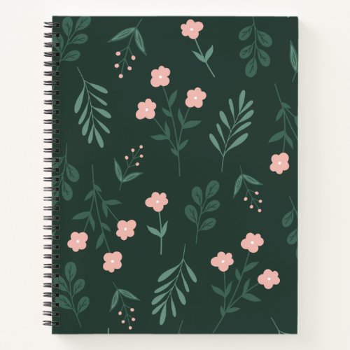 Geen and Pink FLoral  Notebook