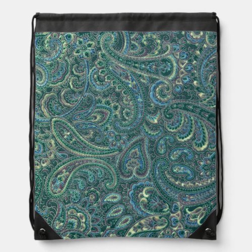 Geen Paisley Pattern Fabric Look Drawstring Bag