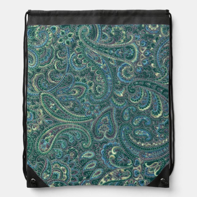 Geen Paisley Pattern Fabric Look Drawstring Bag (Front)