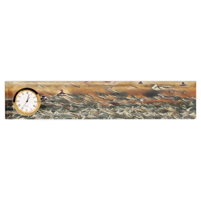 Geese and Duck Roam Art Desk Name Plate (Front)